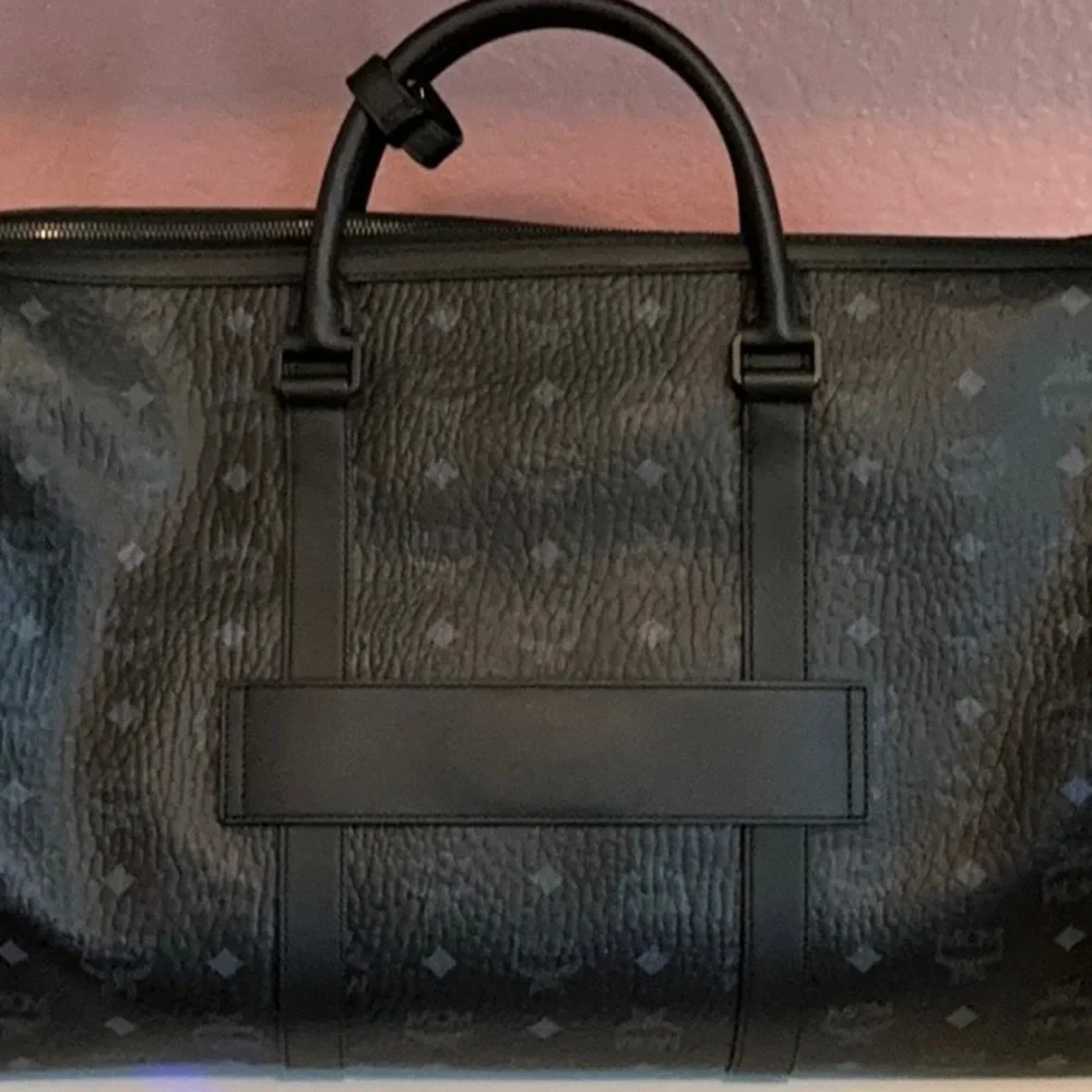 MCM Black Ottomar Weekender Duffel Bag Luxurious Travel Essential - Picture 7 of 12